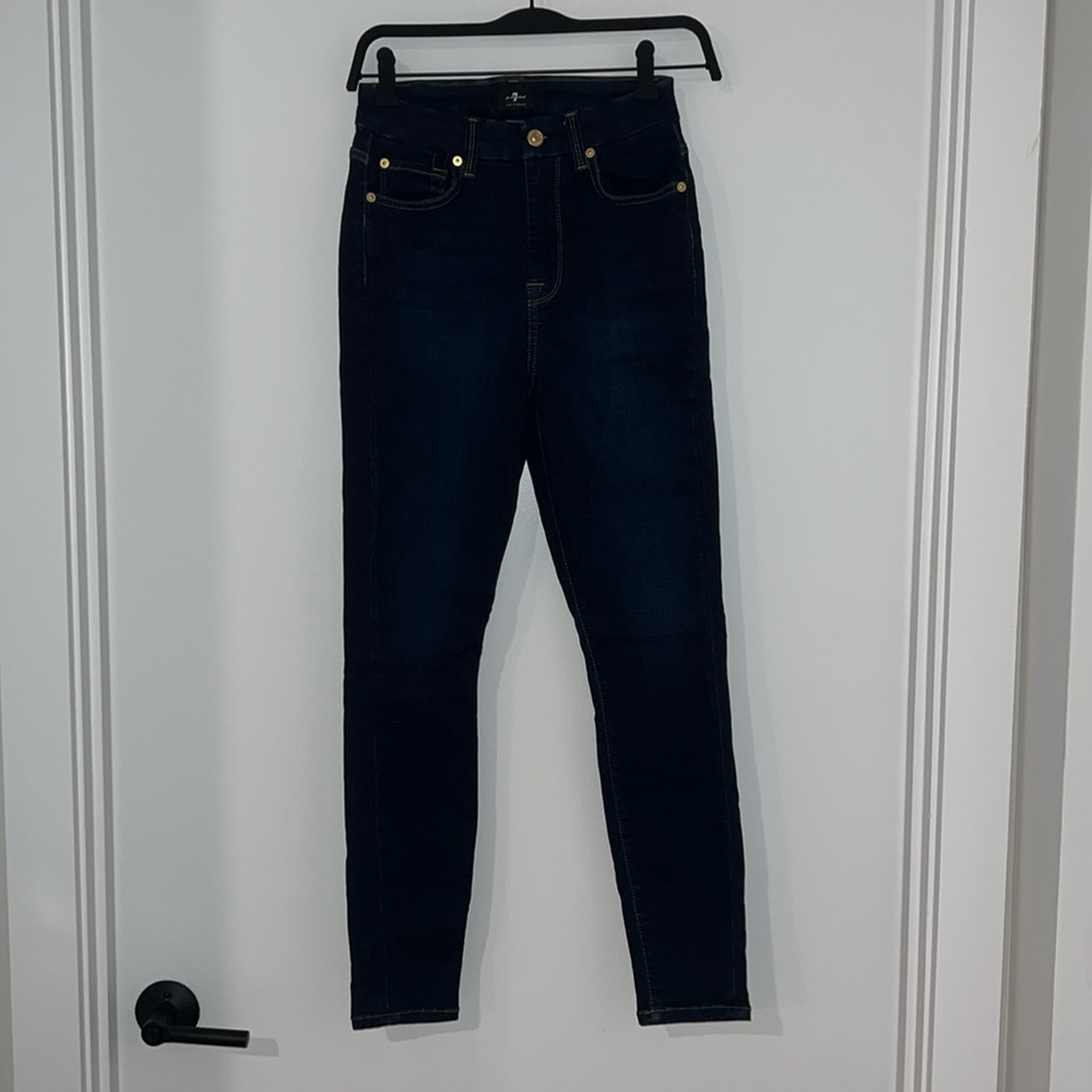 7 For All Mankind High Waist Ankle Skinny Dark Fade